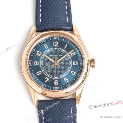 Super Clone Patek Philippe Calatrava Rose Gold Blue Dial Watch Cal.324 Movement